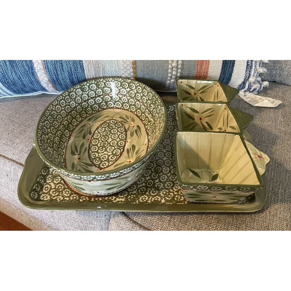 Temptations Tara OLD WORLD Oval Baking Dish, Large Serving Tray, 3 Ramekins